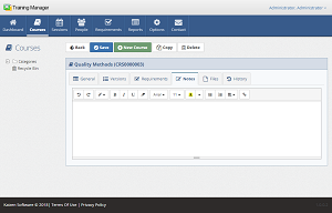 Enter rich text notes on the Notes tab.