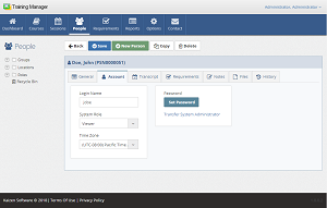 Manage the account information on the Account tab.