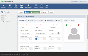 The General tab on the Personnel form is the default view which appears when opening a personnel
                     record.
