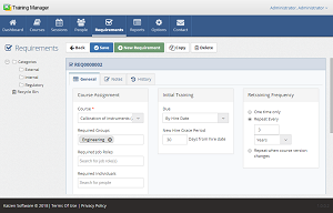 The General tab on the Requirements form is the default view which appears when opening a Requirements
                     record.