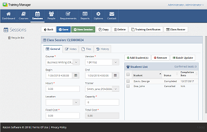 The General tab on the Sessions form is the default view which appears when opening a Sessions
                     record.