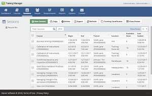 The Sessions list view.